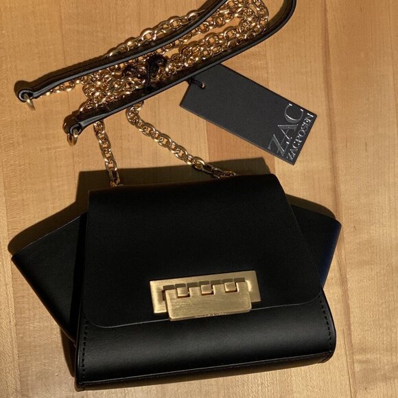 ZAC Posen Black Eartha Mini Iconic Gold Chain Crossbody New MSRP $295